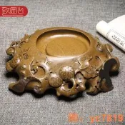 匠心非遺歙硯大師錢尼亞作品老坑黃魚籽天然原石硯臺手倉高檔次立體擺見送禮佳品四大名硯之一大氣碩果累累