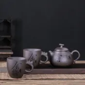 協貿國際日用品生活9館 大號家用茶海茶壺蓋碗茶具套裝茶漏分茶器側把壺紫砂公道杯小茶杯