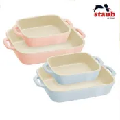 法國Staub 長方型陶瓷烤盤14x11cm-0.4L/20x16cm-1.1L 豆沙粉/奶油藍/馬卡龍