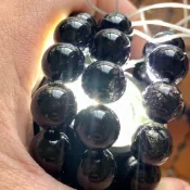 新手必備-滿礦濃密黑強針狀滿絲黑髮晶黑鈦晶7/8mm（單圈）手珠手鍊DIY串珠手做項鍊-點點水晶品-結緣價