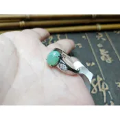 【禾賢行】天然翡翠.緬甸玉.蘋果綠8mm蛋面女戒.活動式戒圍(925銀+鋯石鑲嵌).戒指.GZ610016009