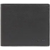 【COACH】男士最愛黑色皮革C LOGO壓印七卡短夾