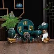 vinne百貨家居 招財流水擺件送禮禮品 風水輪陶瓷自動循環流水魚缸魚盆魚池過濾器噴泉瀑布造景裝飾擺件