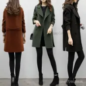 Vanta｜冬天外套 大衣女 秋冬季單層毛呢外套女中長版韓版大碼呢子大衣寬鬆顯瘦外套風衣 冬季女裝 毛呢外套X 777