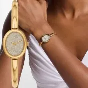 Michael Kors MK Maude 晶鑽橢圓形小錶徑手鐲式女錶 開學換新季 送禮推薦-金/21mm MK7593