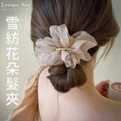 氣質雪紡花朵髮夾女夏季後腦勺馬尾夾子頭飾高級感簡約彈簧夾 080838