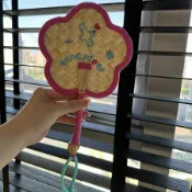 全球選品1館 生活百貨 多巴胺少女蒲扇手工製作隨身可攜式小扇子夏迷你小編織刺繡可愛團扇