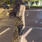  【現貨速發】辣妹豹紋露背吊帶洋裝女春洋氣內搭氣質御姐緊身包臀長裙子#辣妹豹紋露背吊帶洋裝女春洋氣內搭氣質御姐緊身包臀長裙