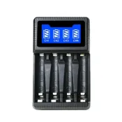 (店+)LCD智慧型四槽USB電池充電器 可充3號4號充電電池 可獨立充電