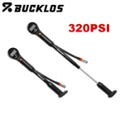 BUCKLOS便攜式自行車打氣筒附壓力錶 320PSI 自行車手動胎壓計 高壓空氣充氣泵 美式法式氣嘴可用