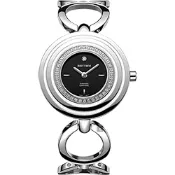 RHYTHM日本麗聲 同心圓晶鑽手鍊女錶-黑x銀/34mm L1302S02 周年慶獻禮 送禮推薦