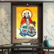 🪐桃園出貨🪐 宗教九天應元雷聲普化天尊畫像雷祖掛畫道教神像畫道場供奉絹絲卷軸畫