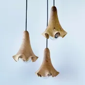 一套三盞木製吊燈，花型燈，餐廳吊燈