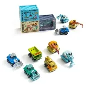 【小牛津】KIDMI 大貨櫃-經典工程車系列-合金迴力車6入(附貨櫃收藏盒)