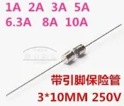 帶引腳 3*10MM保險絲250V 0.5A 1A 1.5A 2A 3A 5A 6.3A 8A 10A