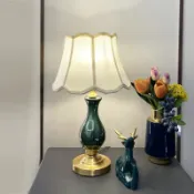 彩虹之屋 【免運/可開票】台灣公司 檯燈 床頭燈小夜燈 氛圍燈 歐式床頭臺燈 臥室全銅布藝陶瓷燈 簡約創意現代結婚浪漫溫馨臺燈