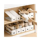 (店+)【吸貓室】鞋子收納架 鞋架 簡易鞋架 白色 雙層鞋架 鞋托架 折疊鞋架 多層鞋架 鞋托架 摺疊鞋架 塑膠鞋架