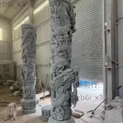 （可開發票）石雕龍柱青石盤龍大理石石柱浮雕廣場華表花崗巖寺廟祠堂寺院雙龍（宥新）