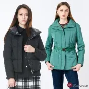 KeyWear奇威名品 簡約麵包羽絨長袖外套-黑色