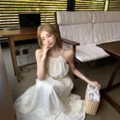 【露背設計】黑色露腰度假風洋裝 無袖掛脖長裙 收腰顯瘦 休閒渡假洋裝 束腰長裙 2026新款