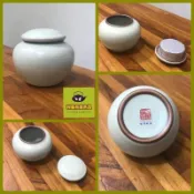 現貨「」免運費 汝窯 粉青釉 1兩裝 仿古 茶罐 陶瓷 茶倉 瓷器 便攜 密封罐 汝瓷 茶葉罐 茶藝 茶器 祥藝茶道茶具