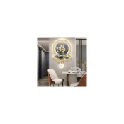 (店+)免運可開統編 九魚圖福字餐廳裝飾畫鐘錶 輕奢高檔鐘錶壁畫 客廳格柵時鐘掛件 玄關走廊壁畫鐘錶