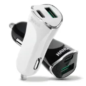 (店+)【HANG】H321 PD+QC4.0超快速車充頭(30W USB-A Type-C 雙輸出 車用充電器)