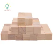 50 件木製方形方形空白木塊,用於拼圖製作、工藝品和 DIY 項目