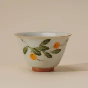 全球選品1館 生活百貨 草木灰功夫茶杯大同杯釉下彩手繪枇杷品茗杯家用主人杯喝茶杯