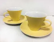 【寶來塢】彰化縣立成功高中 紀念品 茶杯組 (一對兩入) 杯盤組 鵝黃色 全新