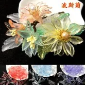 （訂單滿199元出貨）10片價 8x22mm琉璃波斯菊花瓣 diy古風手工發簪頭飾制作材料配件