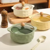 北歐陶瓷 泡麵碗 帶蓋 學生宿捨 方便麵碗 ins風 雙耳大號湯碗螺螄粉碗