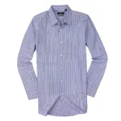 美國百分百【全新真品】Hugo Boss 襯衫 長袖 上衣 上班 休閒 條紋 專櫃 名牌 藍 男衣 15號半 M號 C668