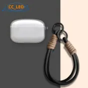 適用於 Anker Soundcore AeroClip 保護套透明軟保護套可愛掛繩帶掛鉤適用於 Soundcore A