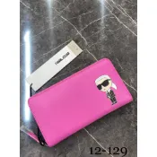 高雄凡賽斯歐洲精品 KARL LAGERFELD 卡爾拉格斐 卡爾LOGO 粉紫色 牛皮 皮夾 長夾