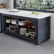 (店+)【優品星球】岩板三層對開門餐廚櫃 100公分 TG 款 (餐櫃 電器櫃 餐邊櫃 中島櫃 廚房櫃 置物櫃 收納櫃)