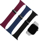 Apple Watch 全系列通用錶帶 蘋果手錶替用錶帶 磁吸扣 矽膠錶帶 黑/灰/藍/酒紅色 #865-AP04