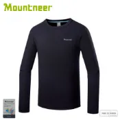 【Mountneer 山林 男 圓領雲彩針織保暖衣《碳黑》】22P17/登山/刷毛衣/保暖衣/中層衣