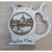 ​捷克 Karlovy Vary 溫泉杯｜卡羅維瓦利 陶瓷吸管杯 伴手禮 城市杯 咖啡杯  歐式浮雕 擺飾 聖誕交換禮物