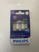 飛利浦汽車燈泡LED示寬燈T10小燈W5W牌照燈閱讀燈小插泡8000k白色