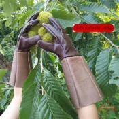 連盛 牛皮專業防刺手套 園林園藝修剪 玫瑰月季花椒刺剝板栗子防滑防紮