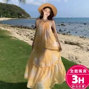 【梨卡】隔日到貨 女裝 洋裝 長裙 露背洋裝 海邊吊帶 沙灘連身裙 度假洋裝 顯瘦洋裝 百搭 C6653【現貨24H】