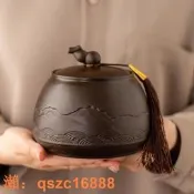 {滿額免運}紫砂茶葉罐陶瓷密封存茶罐家用茶葉盒大號包裝普洱白茶紅茶醒茶倉