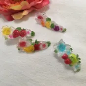 可羅小舖 6cm水漾晶透夏季水果花卉風格髮飾 髮夾 鴨嘴夾