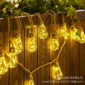 轉機商店 【太陽能防水】麻繩燈串 銅線燈 戶外燈串 露營燈 裝飾燈 氛圍燈 聖誕燈 節日彩燈 防水耐用 免插電 自動感光 庭院陽臺佈置必備