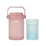 【THERMOS 膳魔師】超值2入_雪霧玫瑰不鏽鋼真空燜燒提鍋1500ml+大口徑燜燒罐500ml(RPF-20-RSPK+JBN-500)