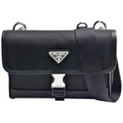 PRADA 普拉達 經典三角品牌LOGO尼龍腰包/斜背包(黑色)