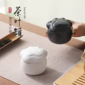 ⚡精選下殺#新款貓爪茶葉罐陶瓷儲物罐子防潮密封陶瓷罐創意個性收納小茶倉