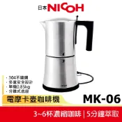 【日本NICOH】電摩卡咖啡壺 MK-06  3~6人份 304不鏽鋼 摩卡壺