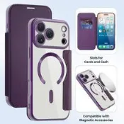 適用iPhone 17 Pro max手機皮套蘋果16 15 14 多彩CD紋磁吸圈大視窗13 12 11 防摔保護套